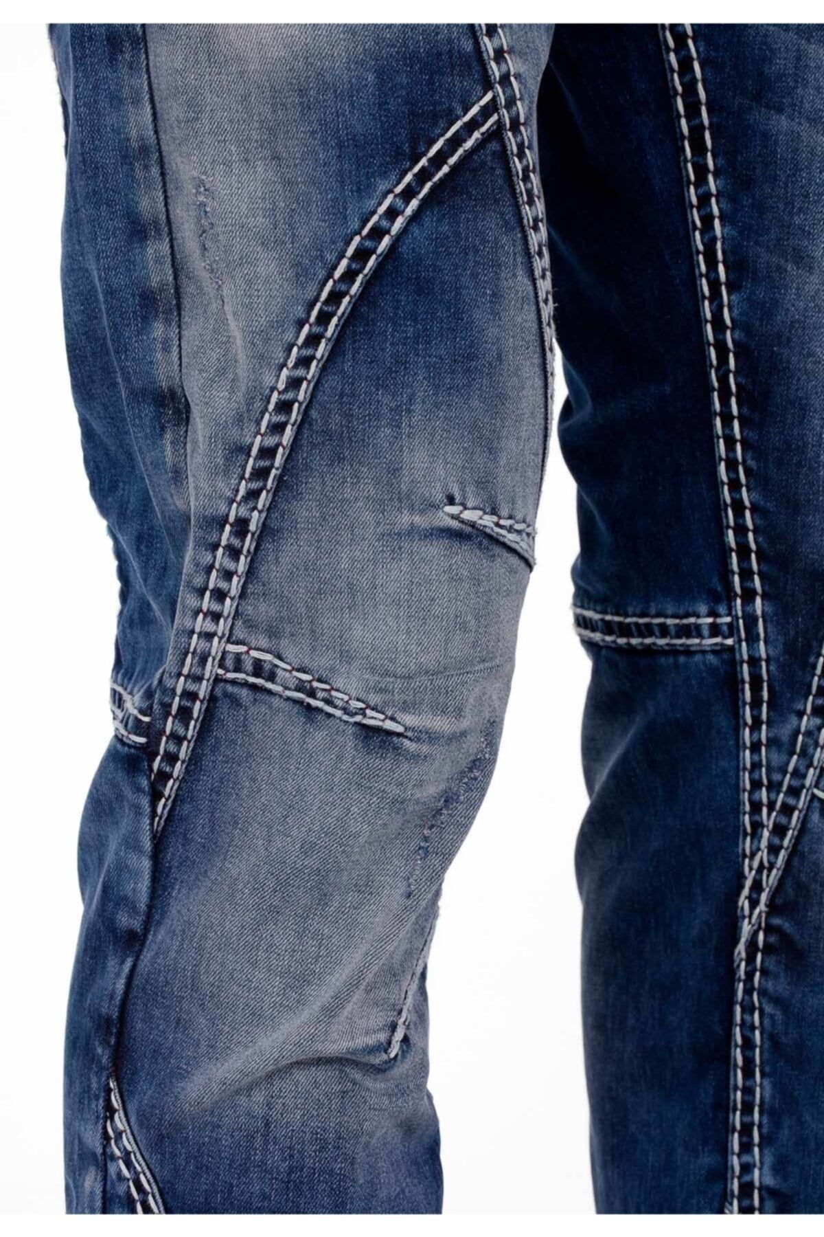 CD563 Parçalı Dikişli Regular Kesim Jean Pantolon