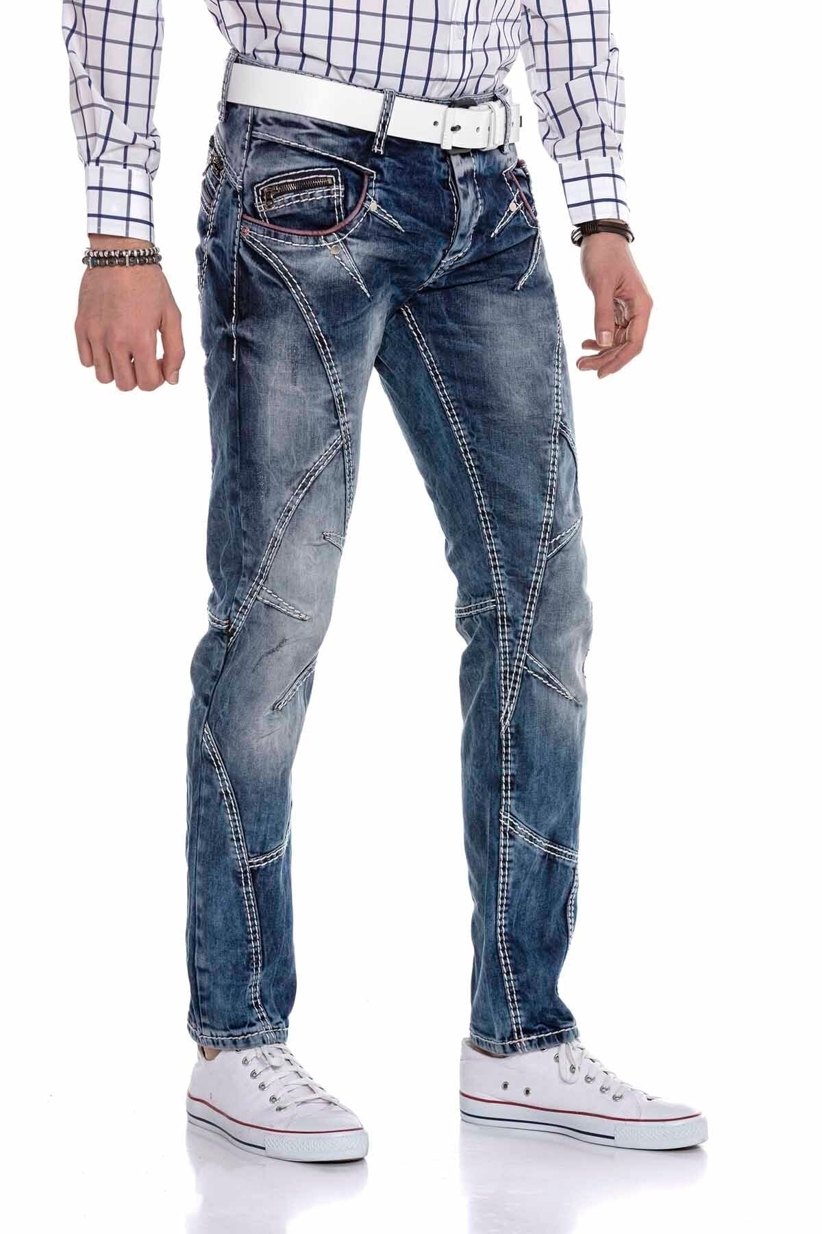 CD563 Parçalı Dikişli Regular Kesim Jean Pantolon