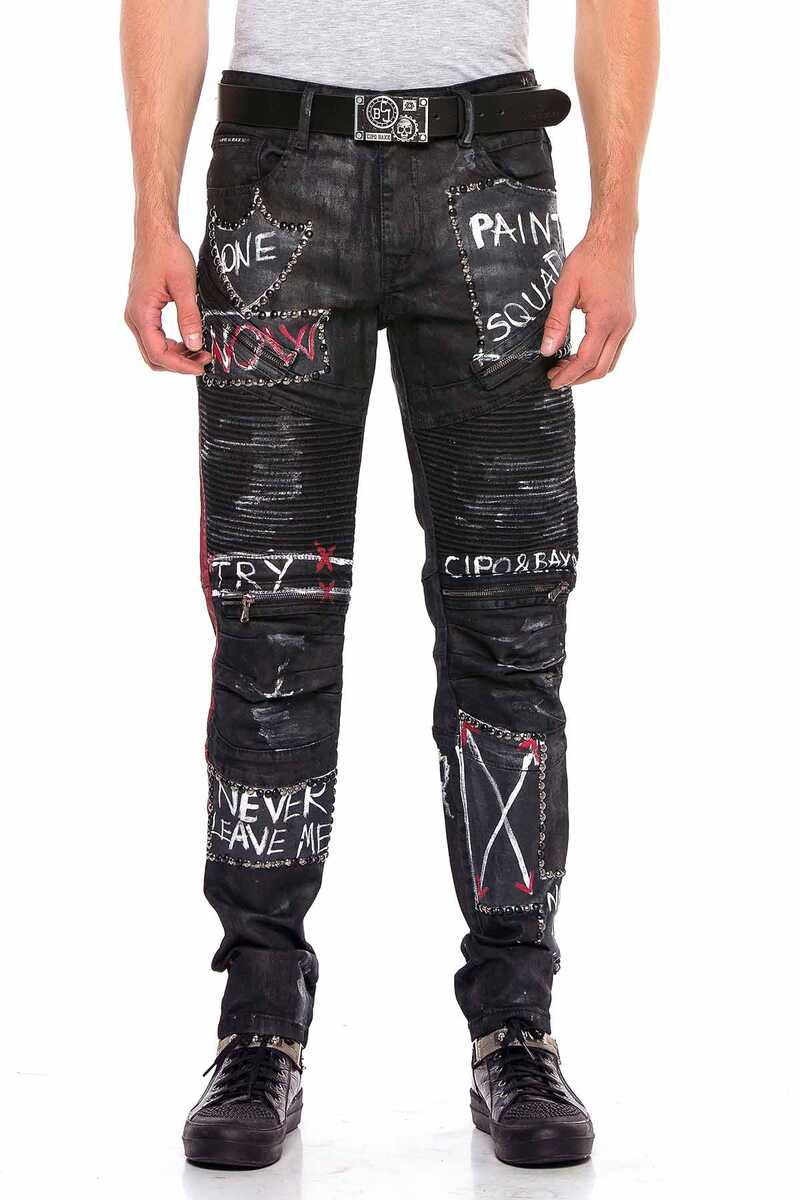 CD571 Çizgili Boyalı Metal Drop Regular Fit Jean Pantolon