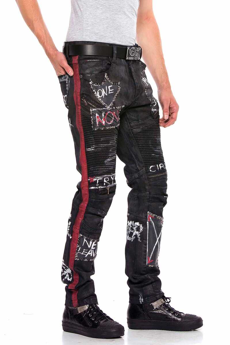 CD571 Çizgili Boyalı Metal Drop Regular Fit Jean Pantolon