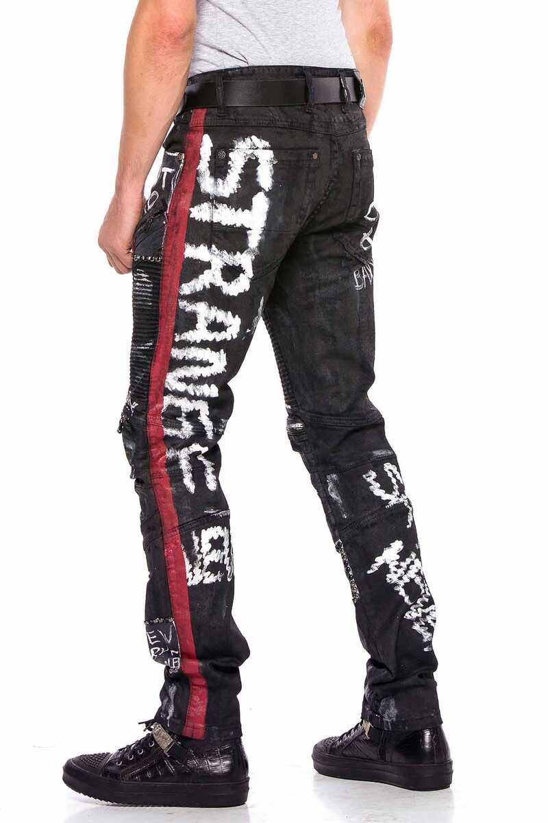 CD571 Çizgili Boyalı Metal Drop Regular Fit Jean Pantolon