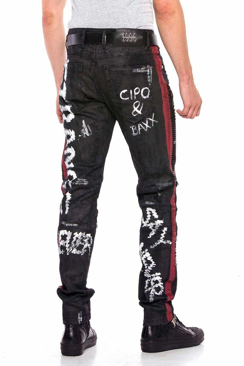 CD571 Çizgili Boyalı Metal Drop Regular Fit Jean Pantolon