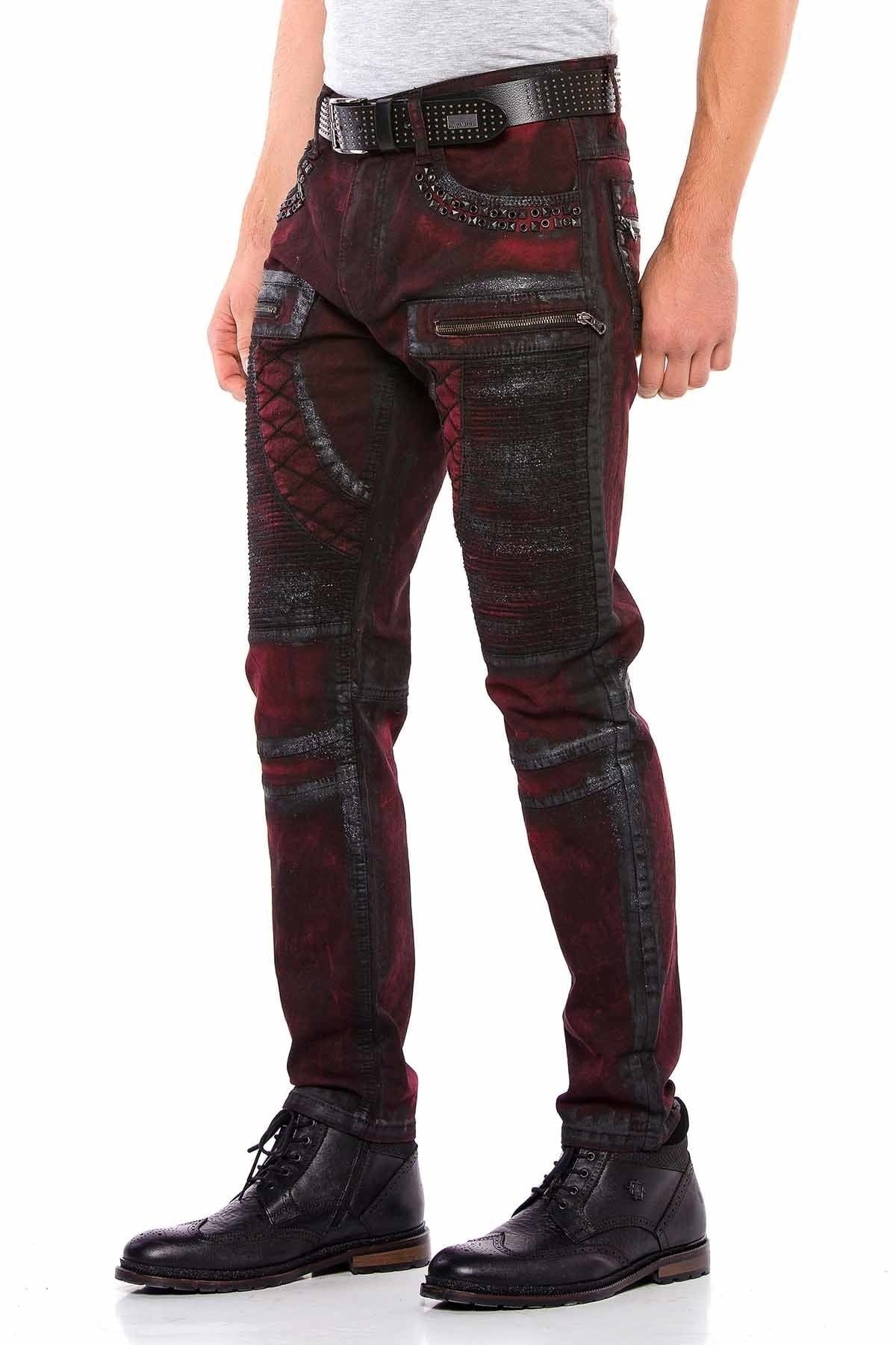 CD581 Simli Boyama Nakışlı Taş Detaylı Erkek Jean Pantolon