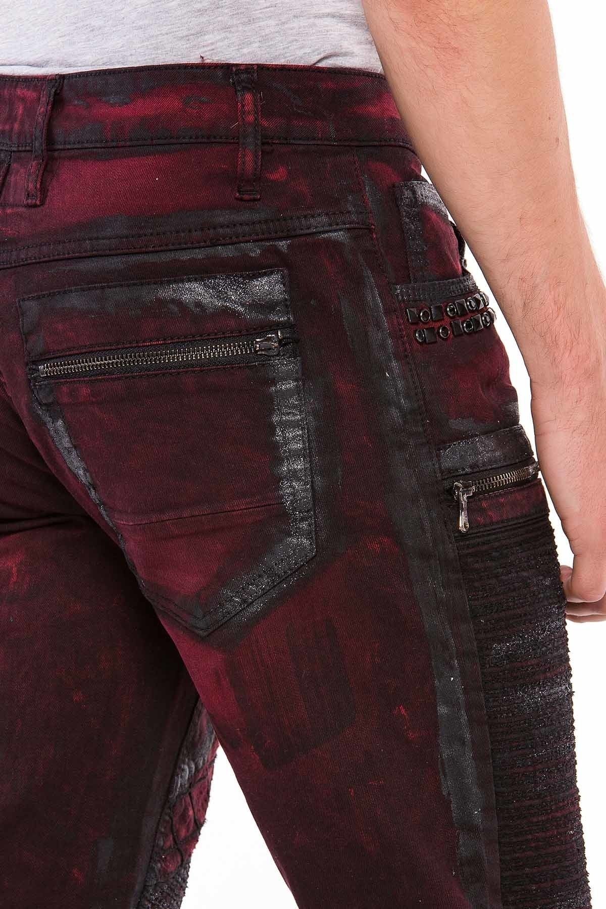 CD581 Simli Boyama Nakışlı Taş Detaylı Erkek Jean Pantolon