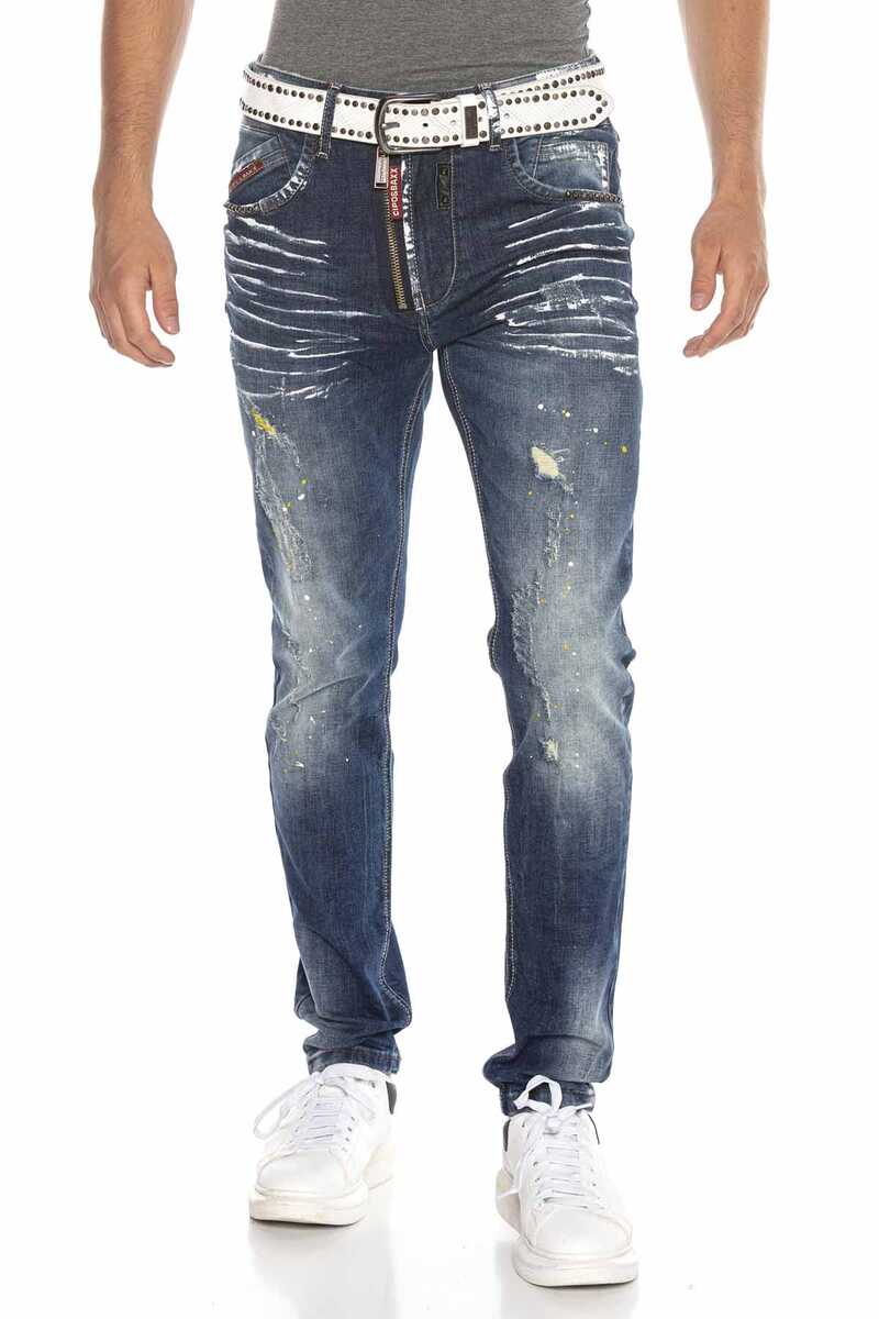 CD658 Boyalı Yırtık Düşük Bel Erkek Jean Pantolon