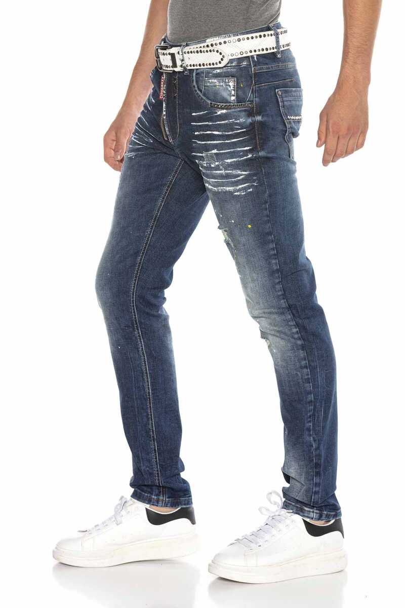 CD658 Boyalı Yırtık Düşük Bel Erkek Jean Pantolon