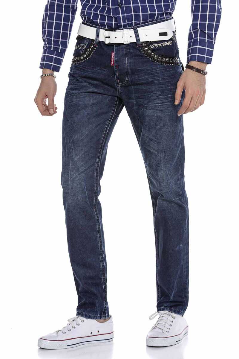 CD665 Sarı Nakışlı Erkek Jean Pantolon