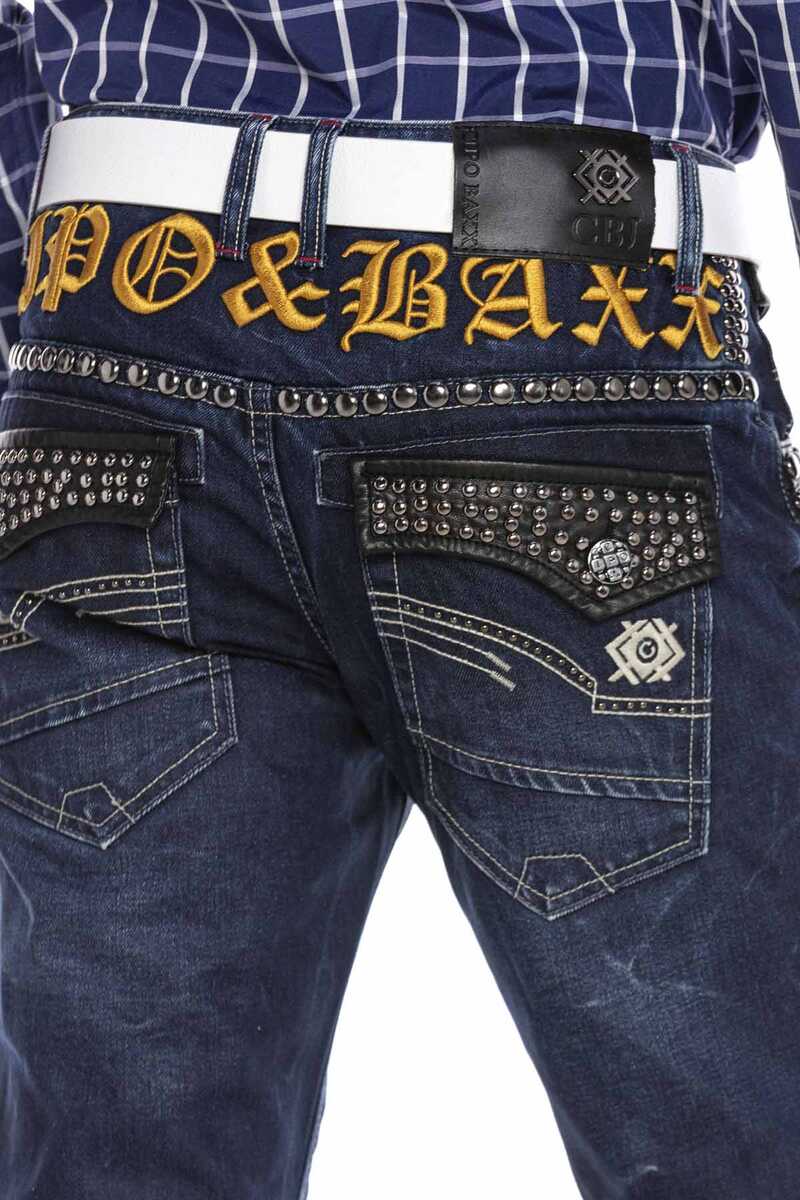 CD665 Sarı Nakışlı Erkek Jean Pantolon