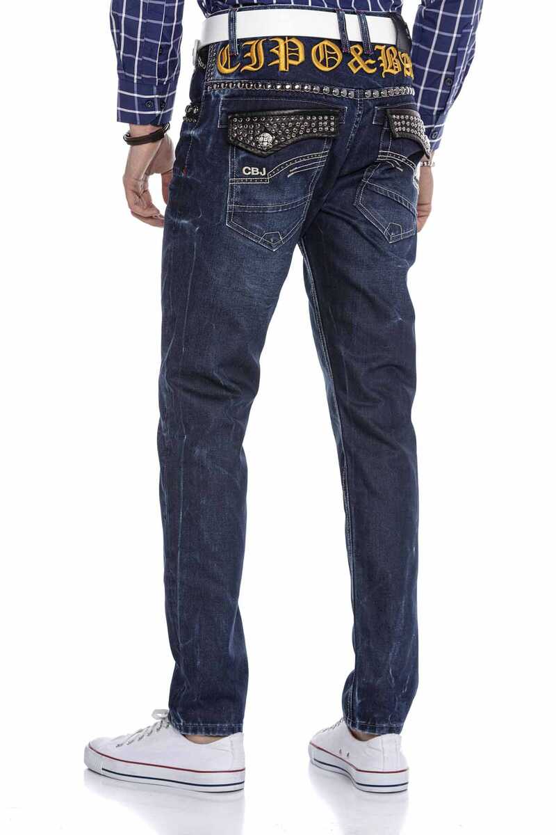 CD665 Sarı Nakışlı Erkek Jean Pantolon