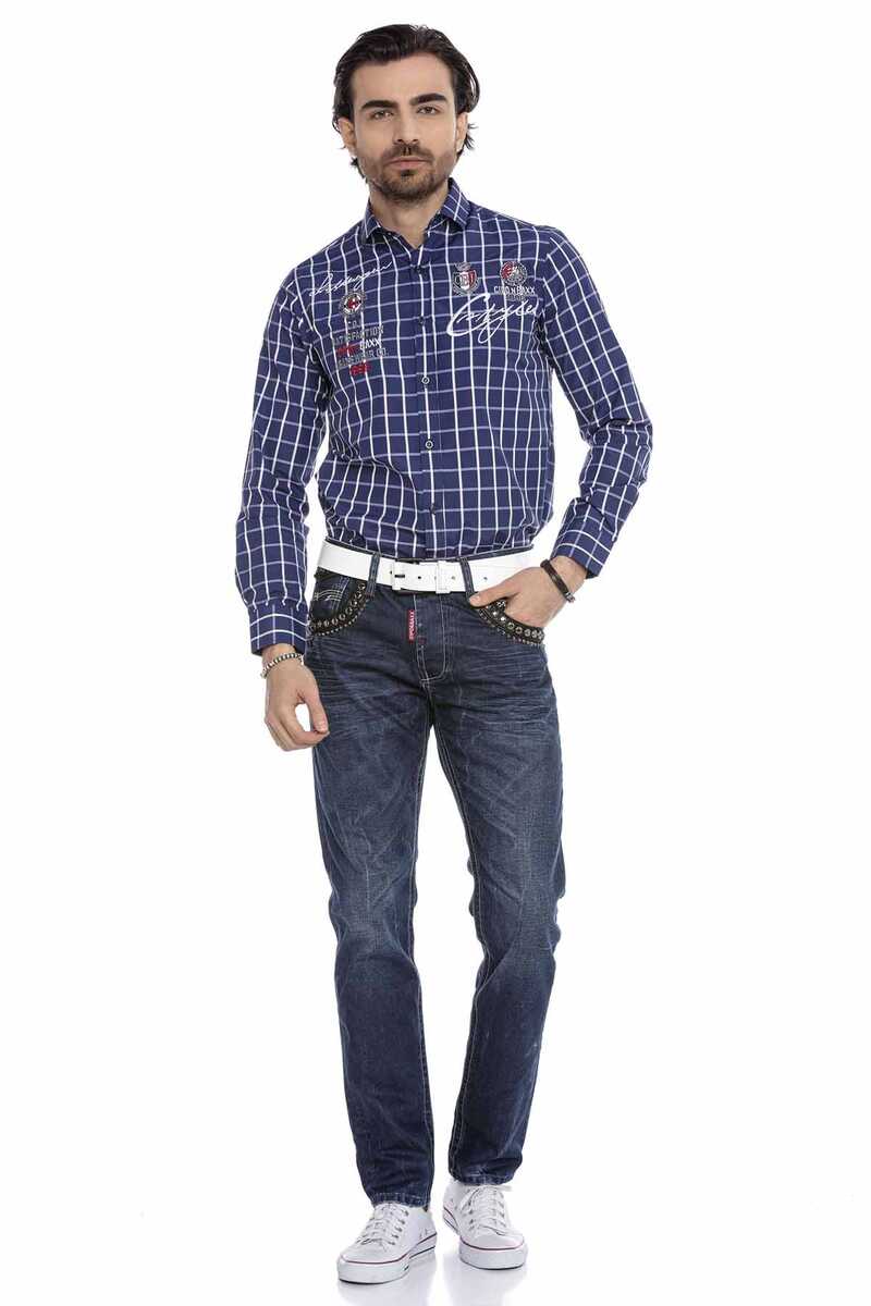 CD665 Sarı Nakışlı Erkek Jean Pantolon