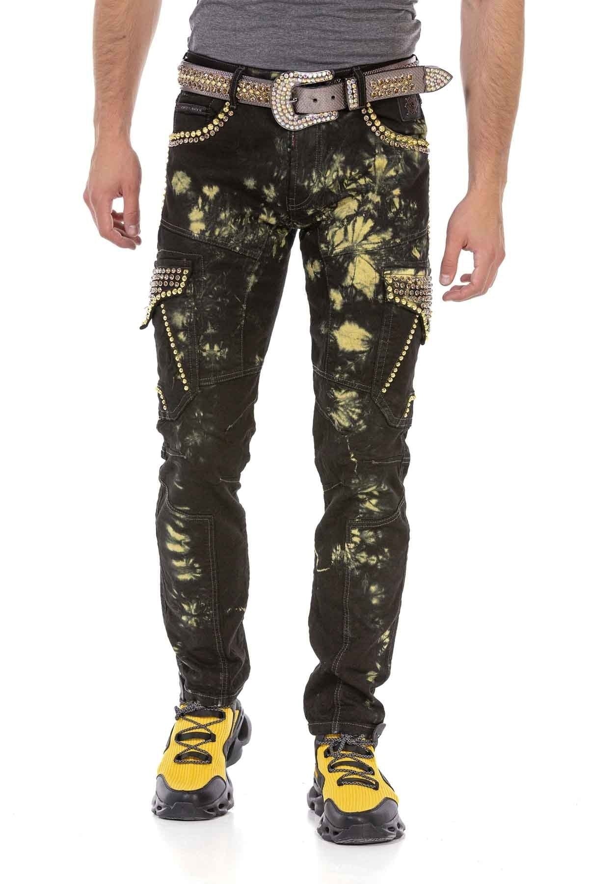 CD677 Kargo Cep Yıkanmış Kumaş Erkek Jean Pantolon