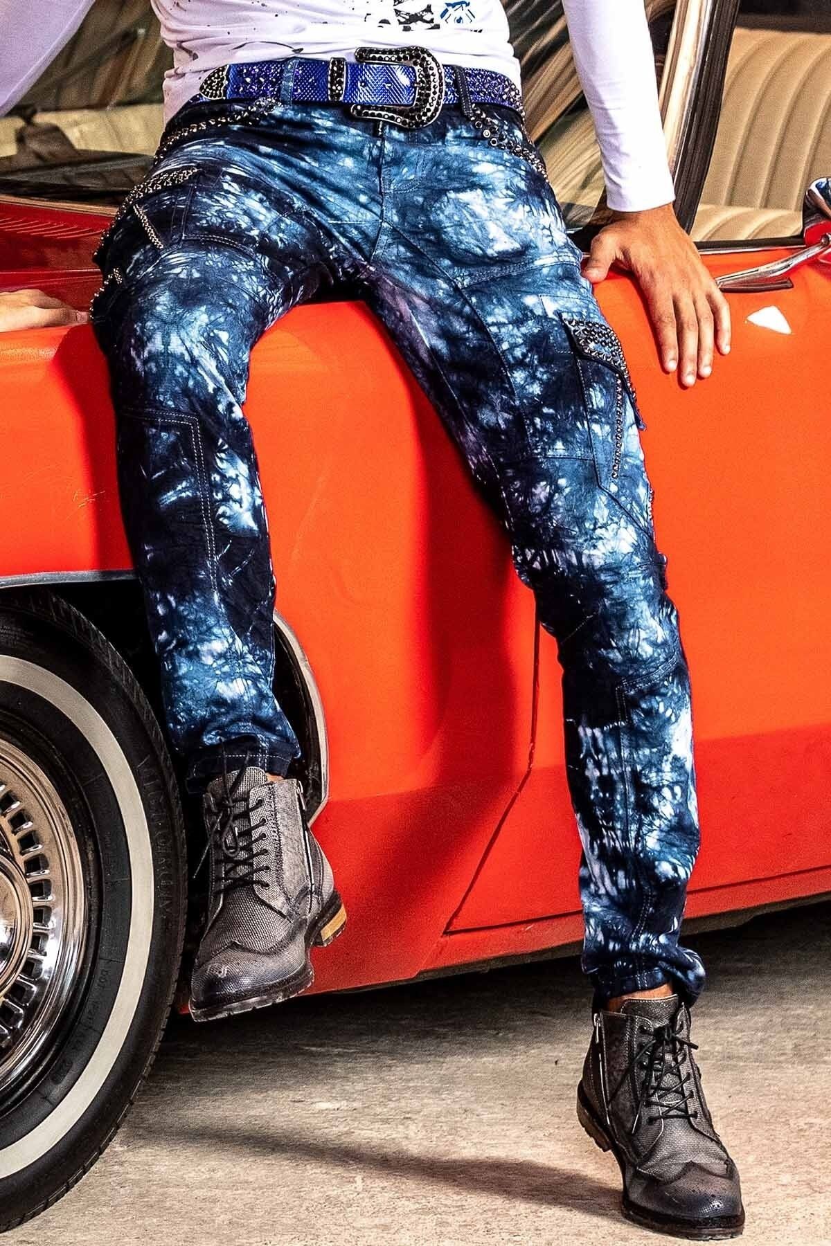 CD677 Kargo Cep Yıkanmış Kumaş Erkek Jean Pantolon