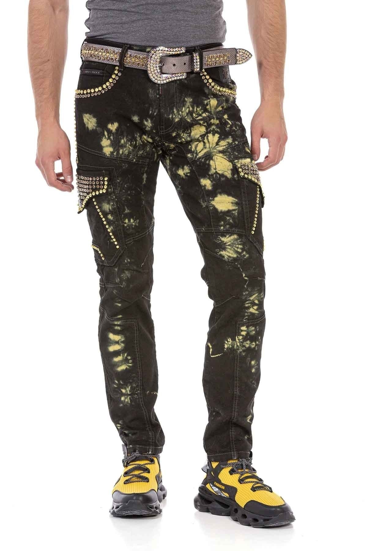 CD677 Kargo Cep Yıkanmış Kumaş Erkek Jean Pantolon