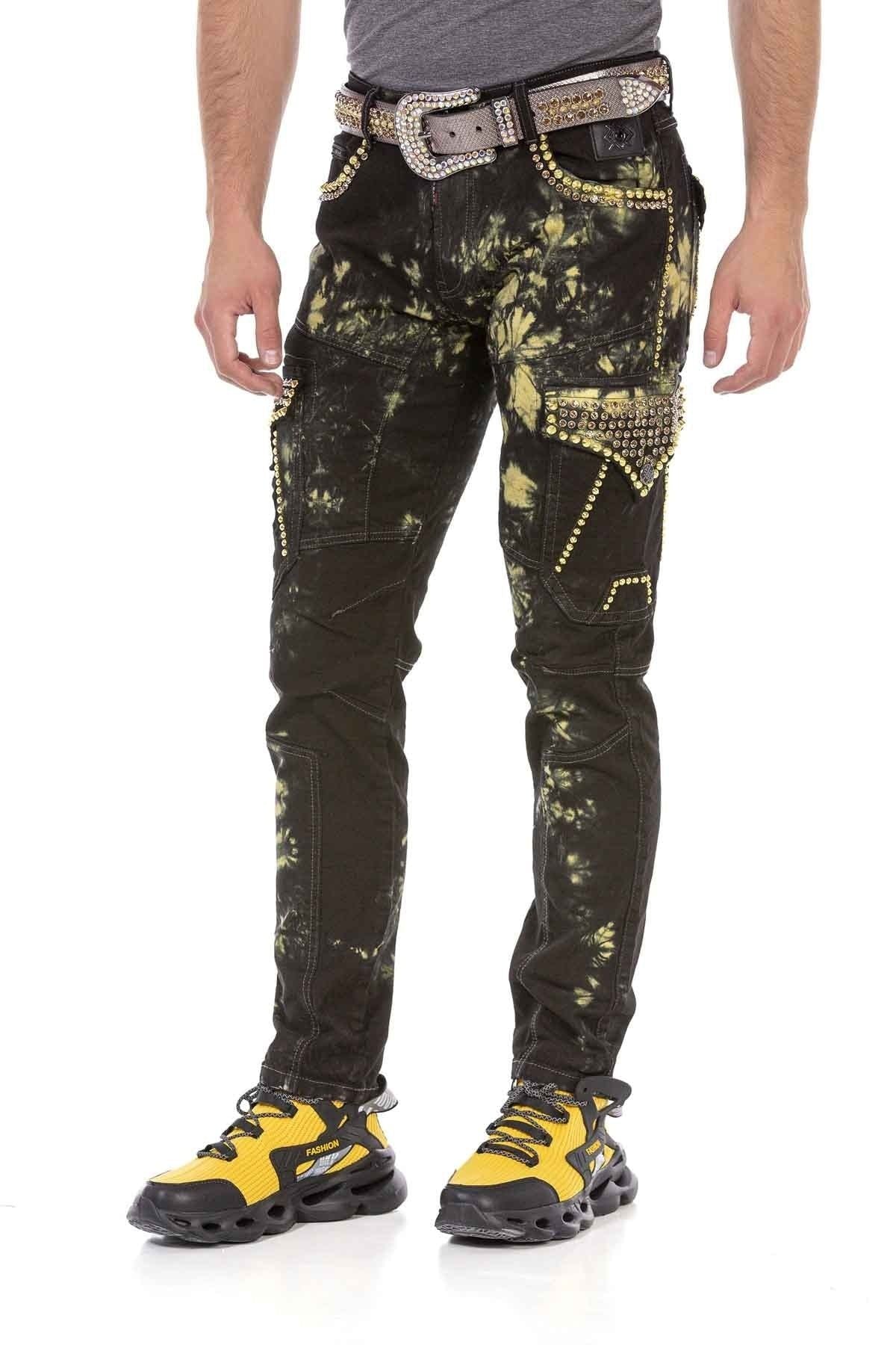 CD677 Kargo Cep Yıkanmış Kumaş Erkek Jean Pantolon