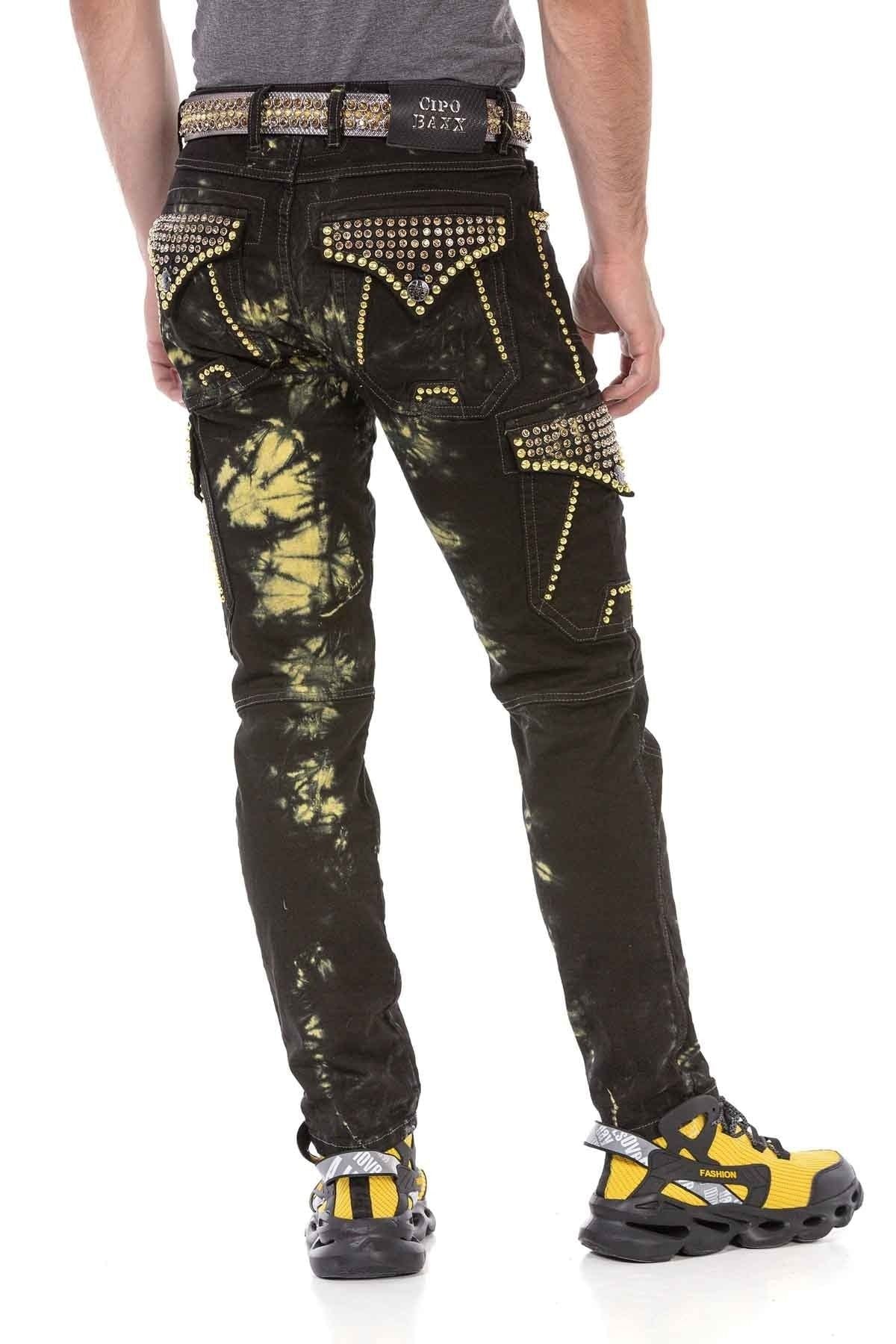 CD677 Kargo Cep Yıkanmış Kumaş Erkek Jean Pantolon