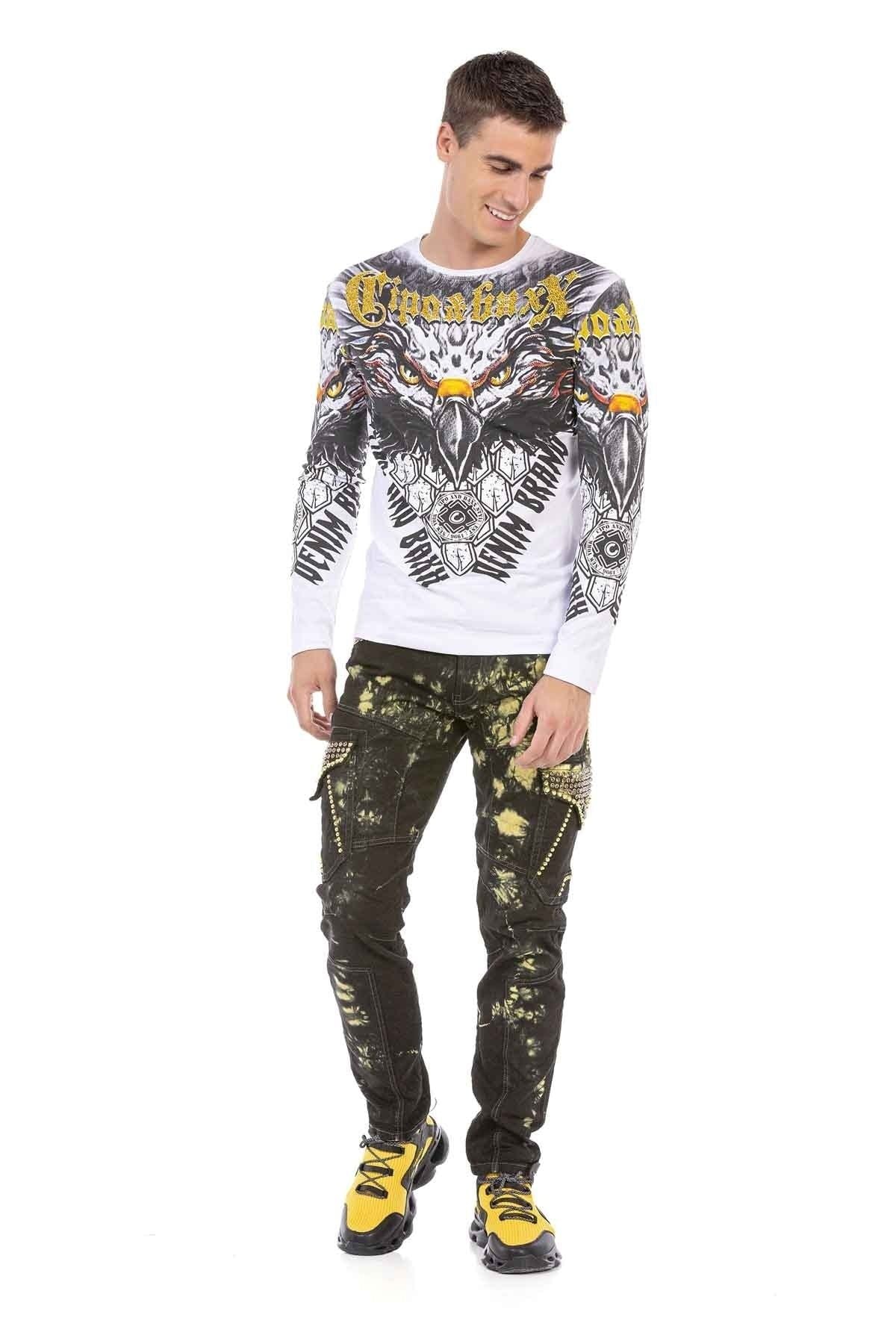 CD677 Kargo Cep Yıkanmış Kumaş Erkek Jean Pantolon