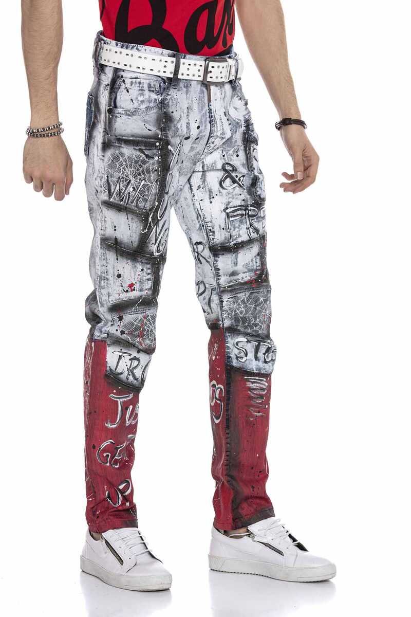 CD683 Grafiti Boyama Erkek Jean Pantolon