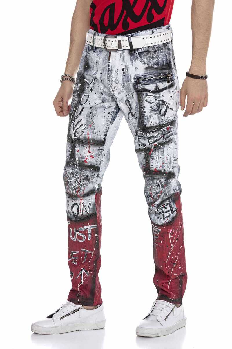 CD683 Grafiti Boyama Erkek Jean Pantolon