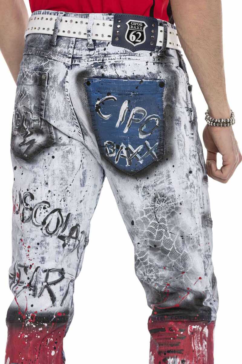 CD683 Grafiti Boyama Erkek Jean Pantolon
