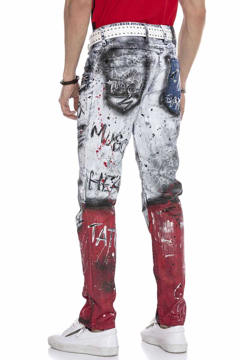 CD683 Grafiti Boyama Erkek Jean Pantolon