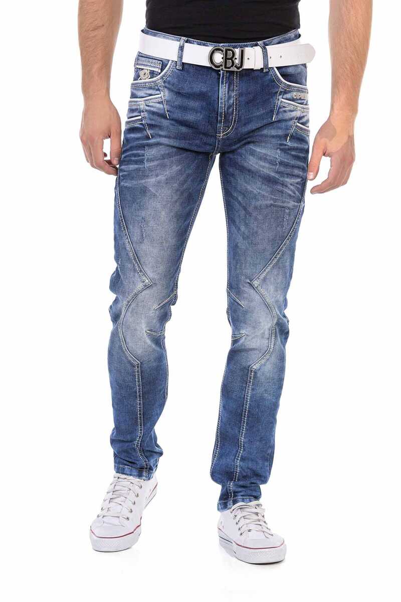 Cd695 Cep Nakışlı Parçalı Erkek Jean Pantolon
