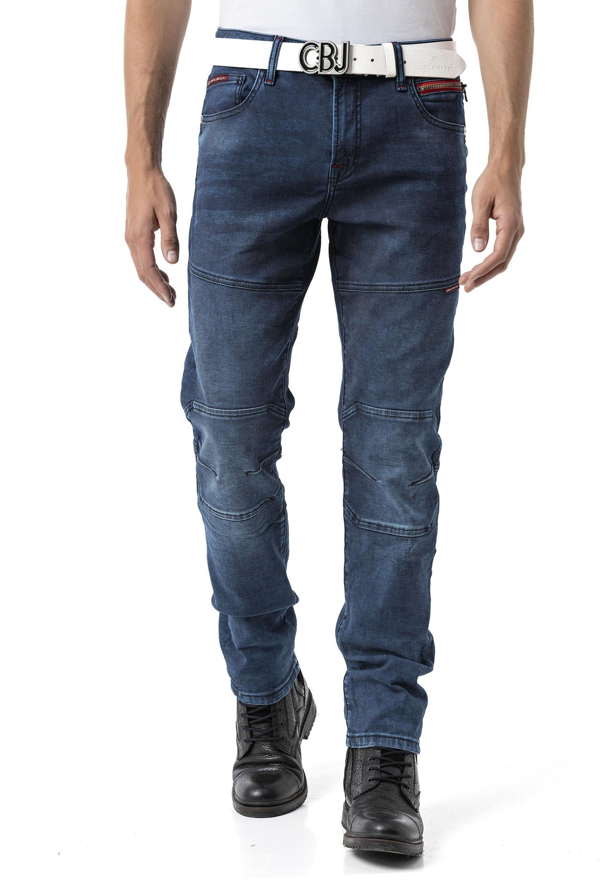 CD699 Gizli Cepli Parçalı Biker Tarz Erkek Jean Pantolon