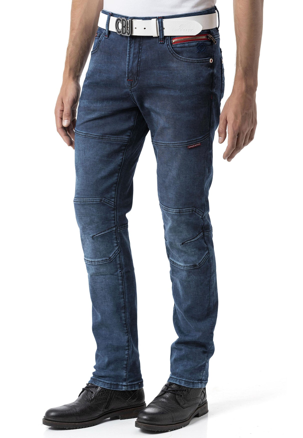 CD699 Gizli Cepli Parçalı Biker Tarz Erkek Jean Pantolon
