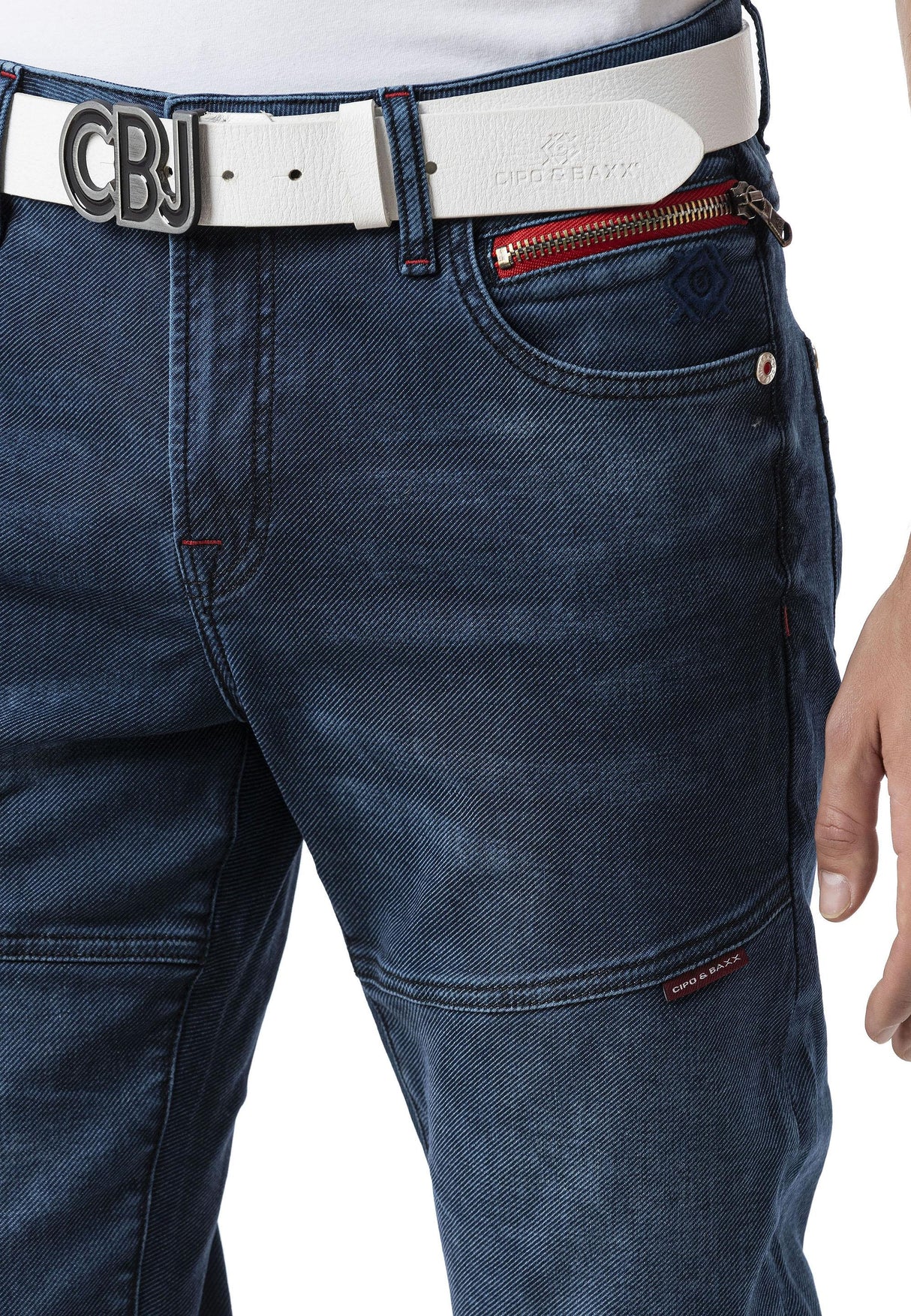 CD699 Gizli Cepli Parçalı Biker Tarz Erkek Jean Pantolon