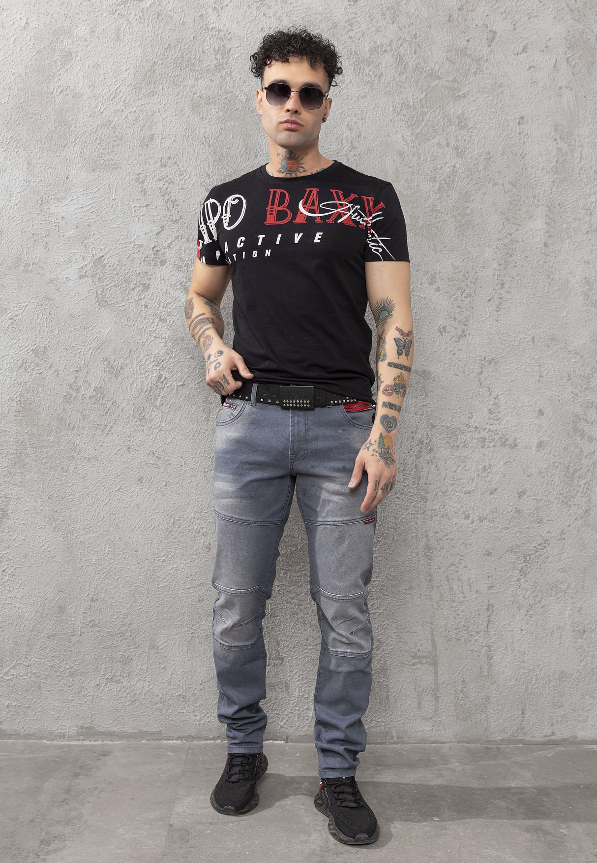 CD699 Gizli Cepli Parçalı Biker Tarz Erkek Jean Pantolon