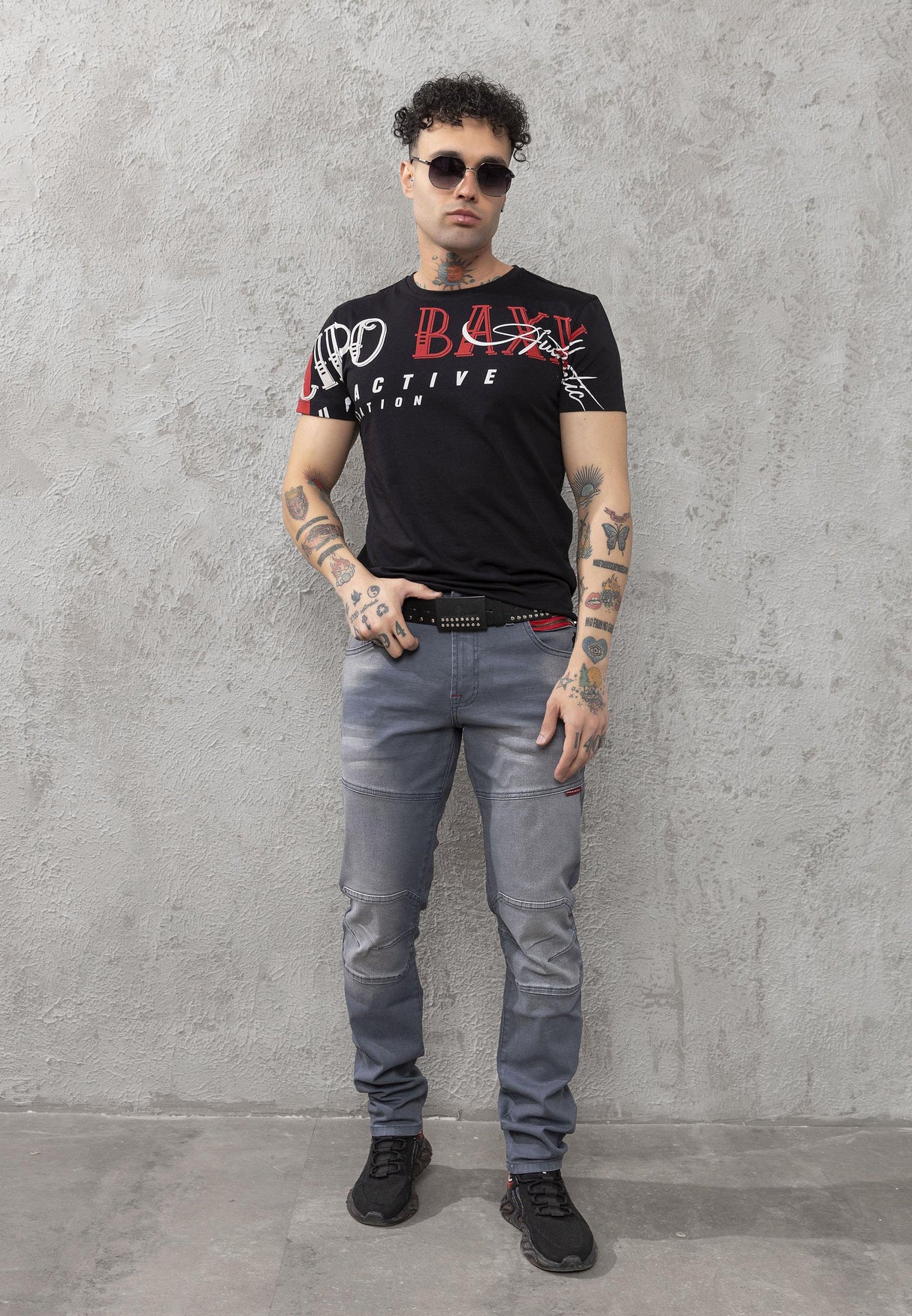 CD699 Gizli Cepli Parçalı Biker Tarz Erkek Jean Pantolon