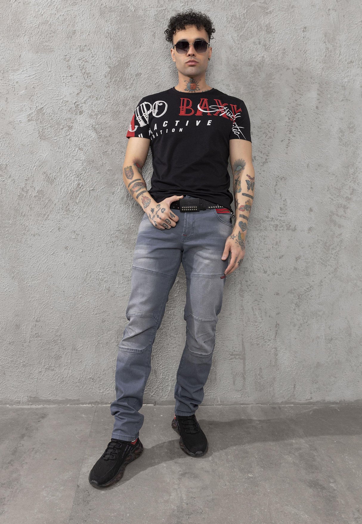 CD699 Gizli Cepli Parçalı Biker Tarz Erkek Jean Pantolon