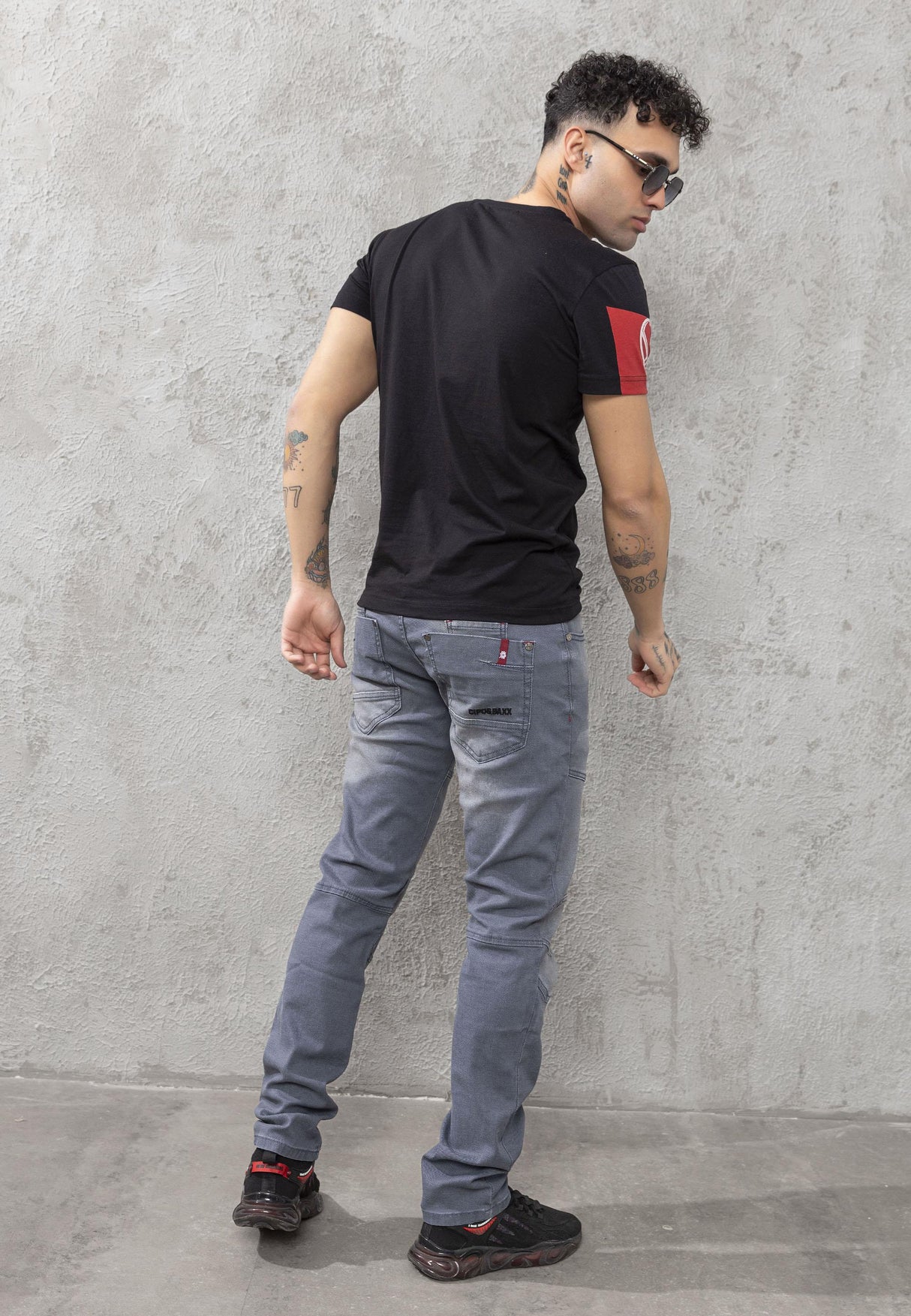 CD699 Gizli Cepli Parçalı Biker Tarz Erkek Jean Pantolon