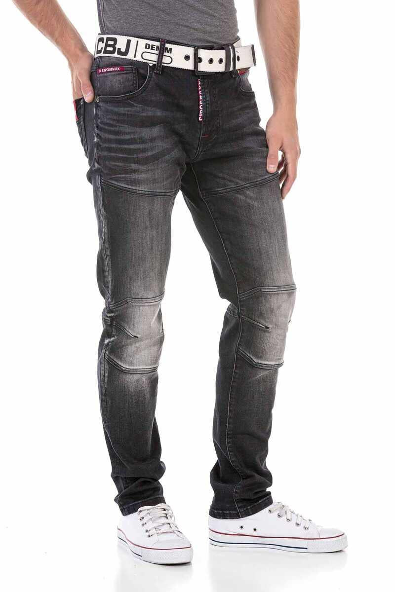 CD699 Gizli Cepli Parçalı Biker Tarz Erkek Jean Pantolon