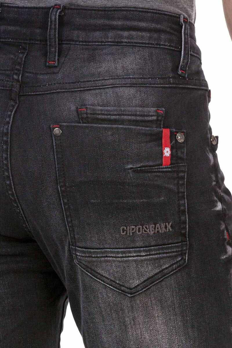 CD699 Gizli Cepli Parçalı Biker Tarz Erkek Jean Pantolon