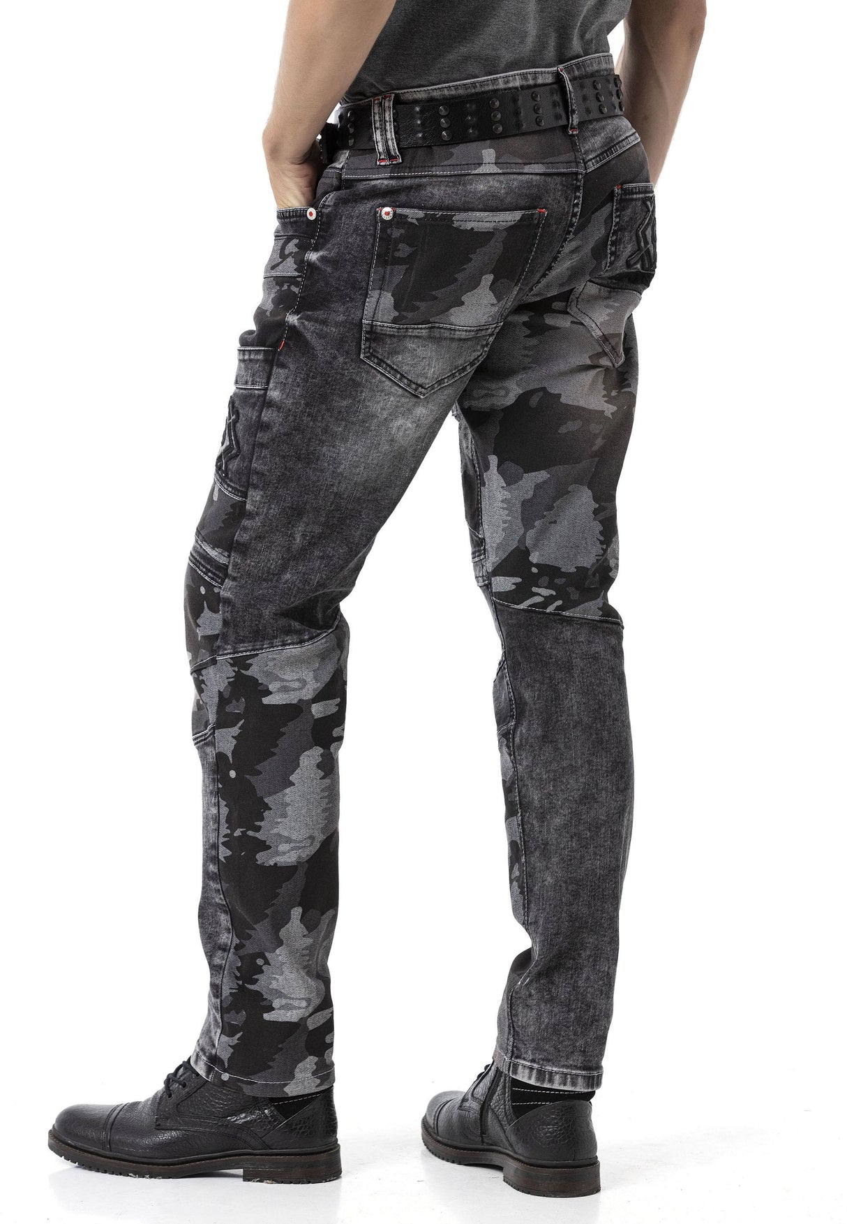 CD859 Kamuflaj Parçalı Erkek Jean Pantolon