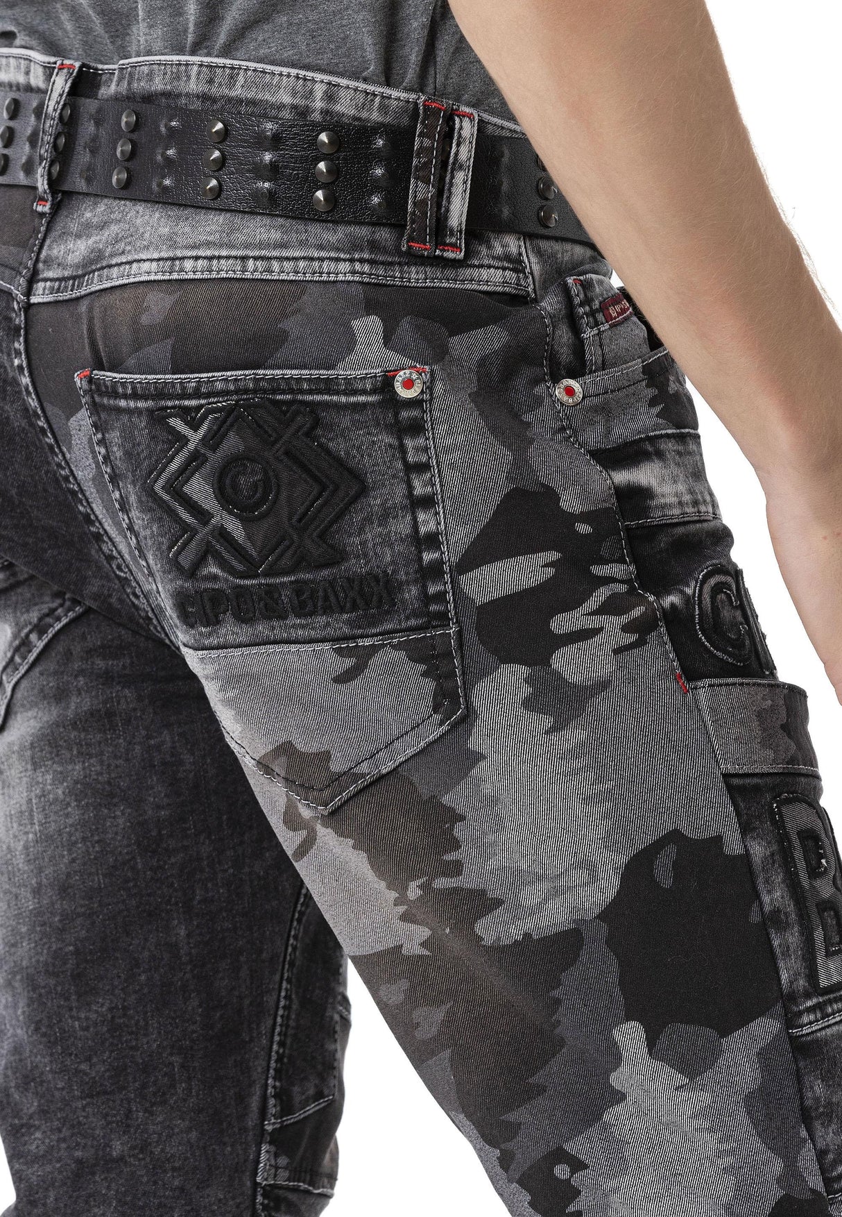 CD859 Kamuflaj Parçalı Erkek Jean Pantolon