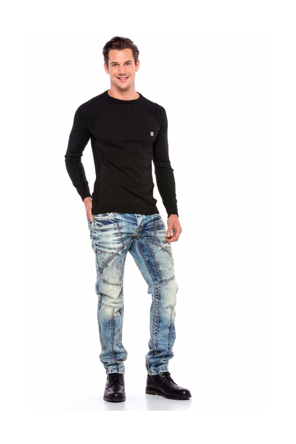 CD535 Dikişli Cepli Açık Erkek Kot Jeans