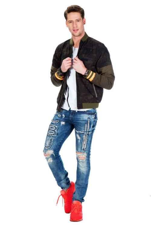 CJ210 Desenli Fermuarlı İnce Yazlık Erkek Ceket