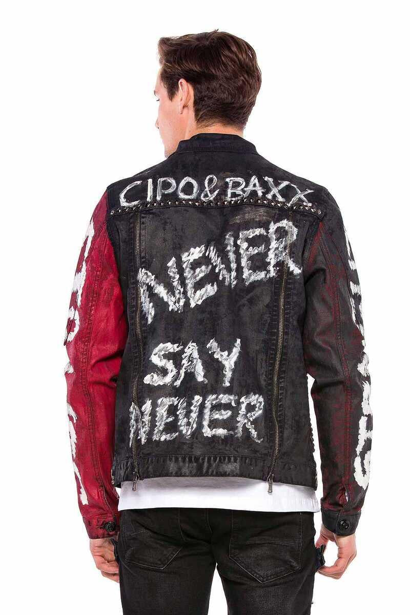 CJ248 El Boyama Metal Detaylı Erkek Kot Ceket