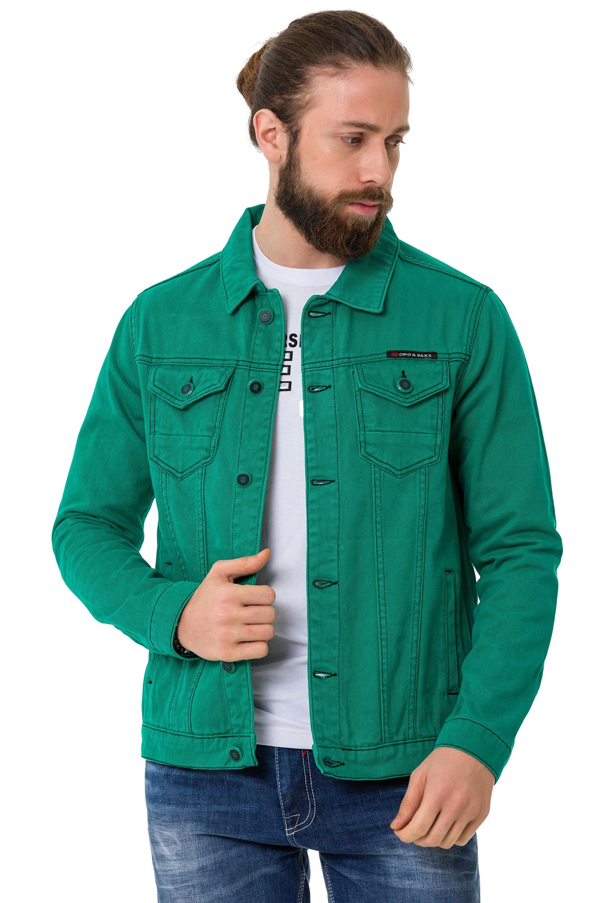 CJ289 Matte Pastel-Tone Men's Denim Jacket