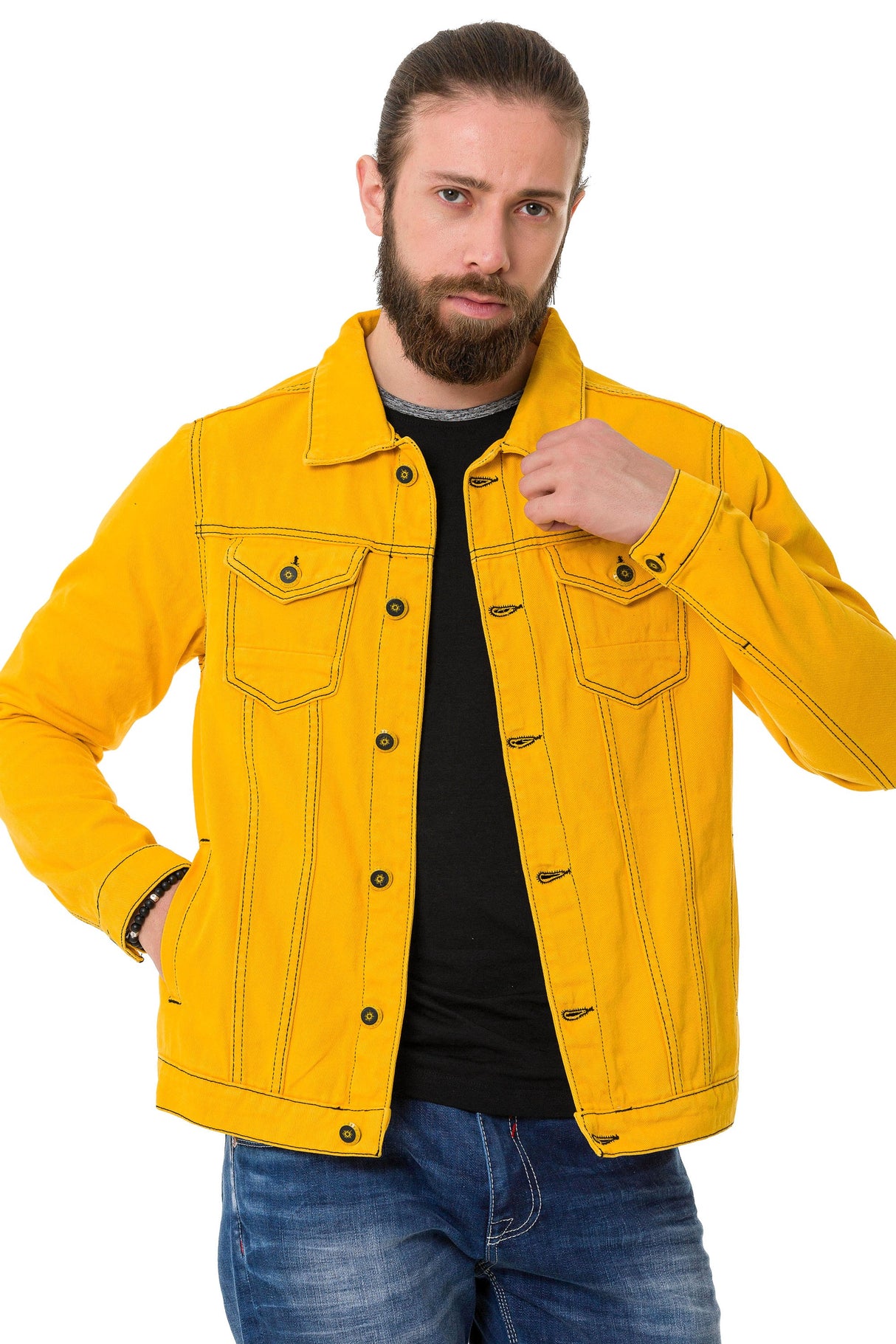 CJ289 Matte Pastel-Tone Men's Denim Jacket