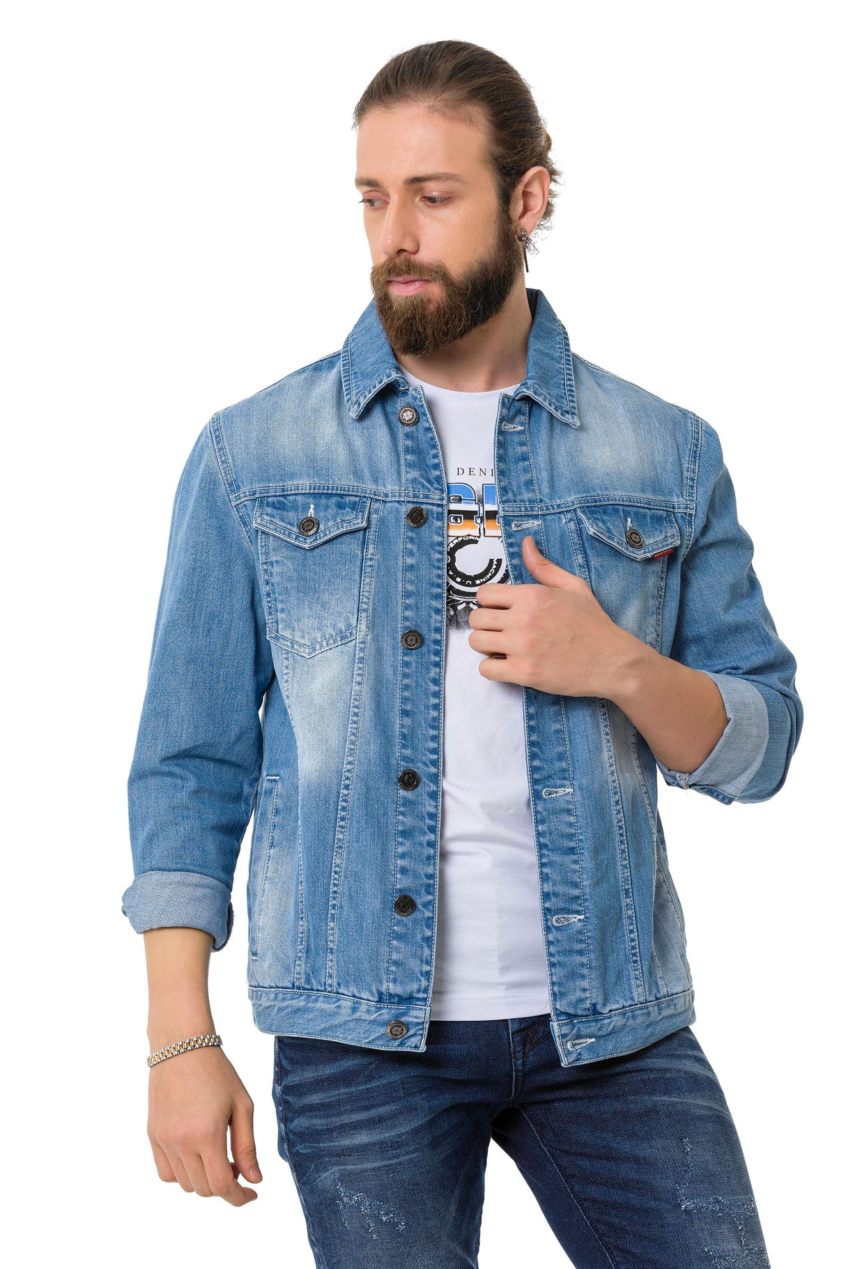 CJ289 Matte Pastel-Tone Men's Denim Jacket
