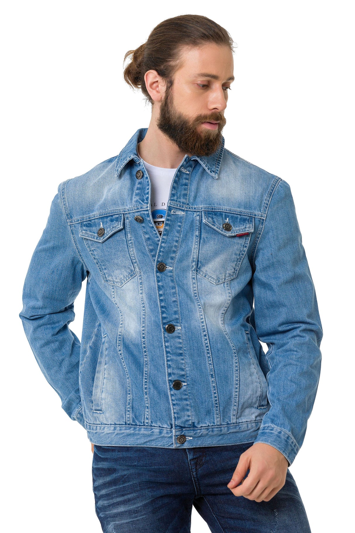 CJ289 Matte Pastel-Tone Men's Denim Jacket