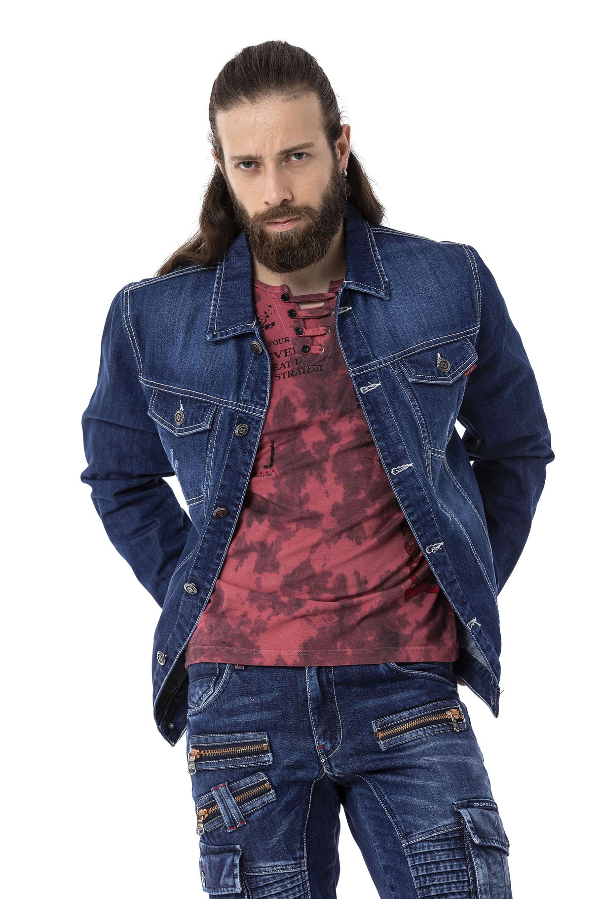 CJ289 Matte Pastel-Tone Men's Denim Jacket