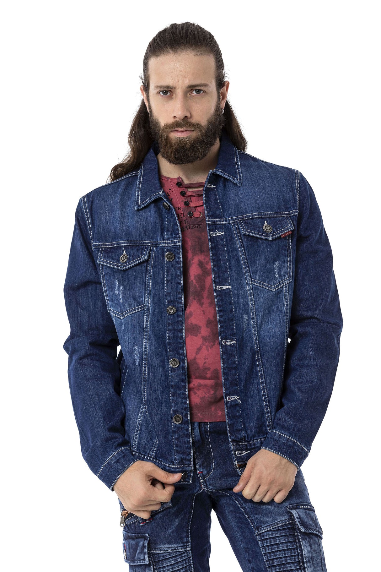 CJ289 Matte Pastel-Tone Men's Denim Jacket