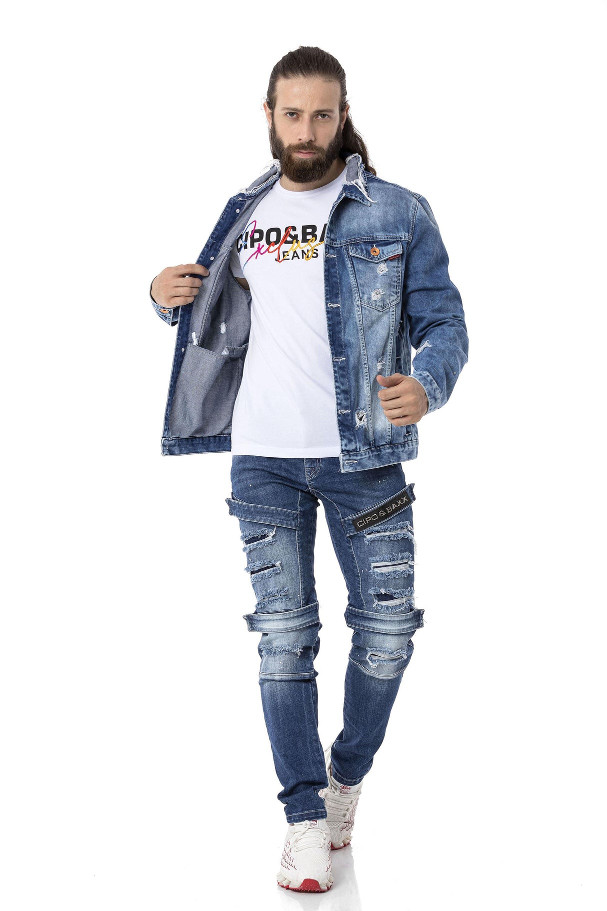CJ291 Destroyed Yırtık Denim Ceket