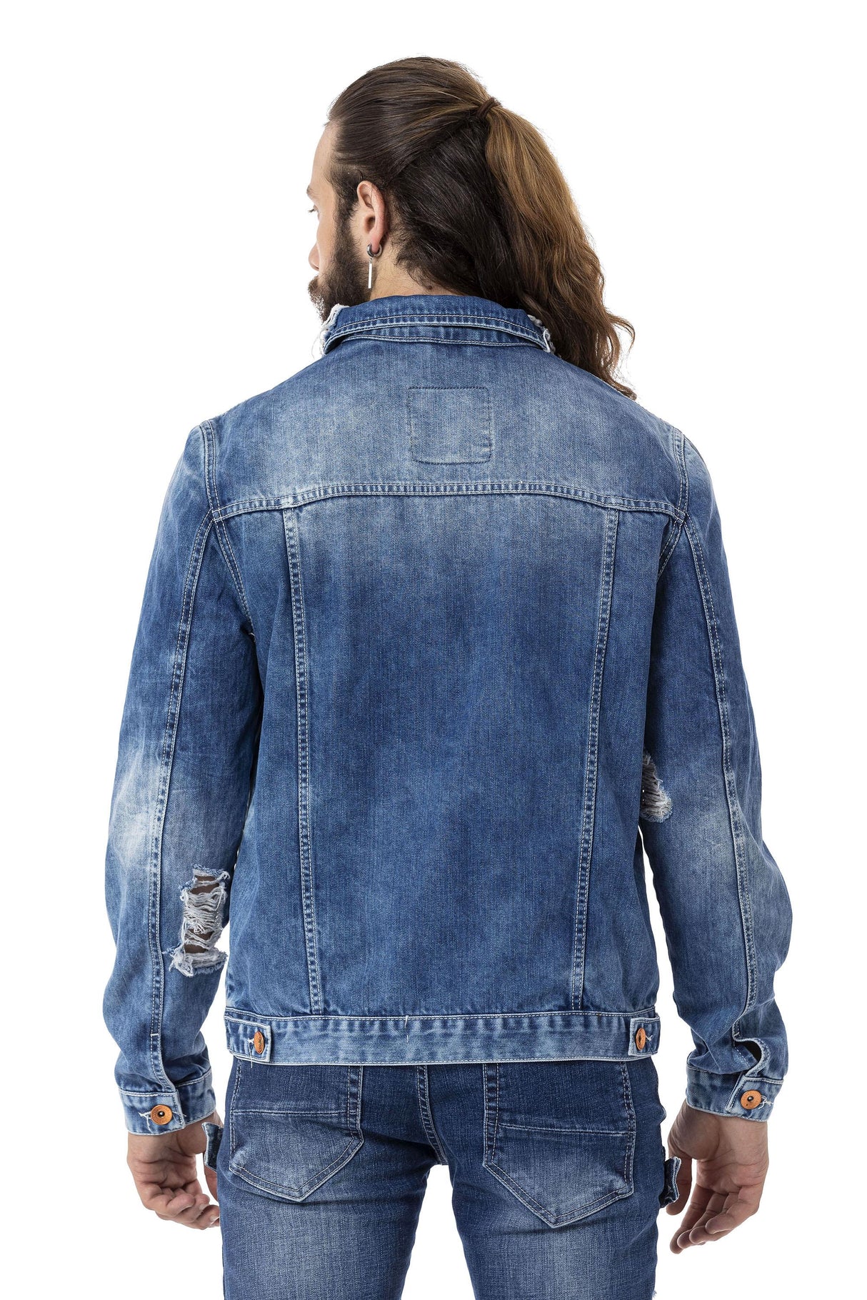 CJ291 Destroyed Yırtık Denim Ceket