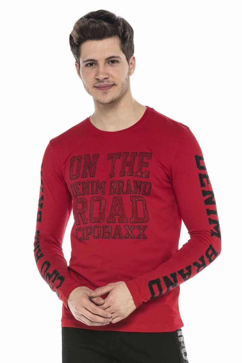 CL379 Parlak Taşlı Baskılı İnce Erkek Sweatshirt
