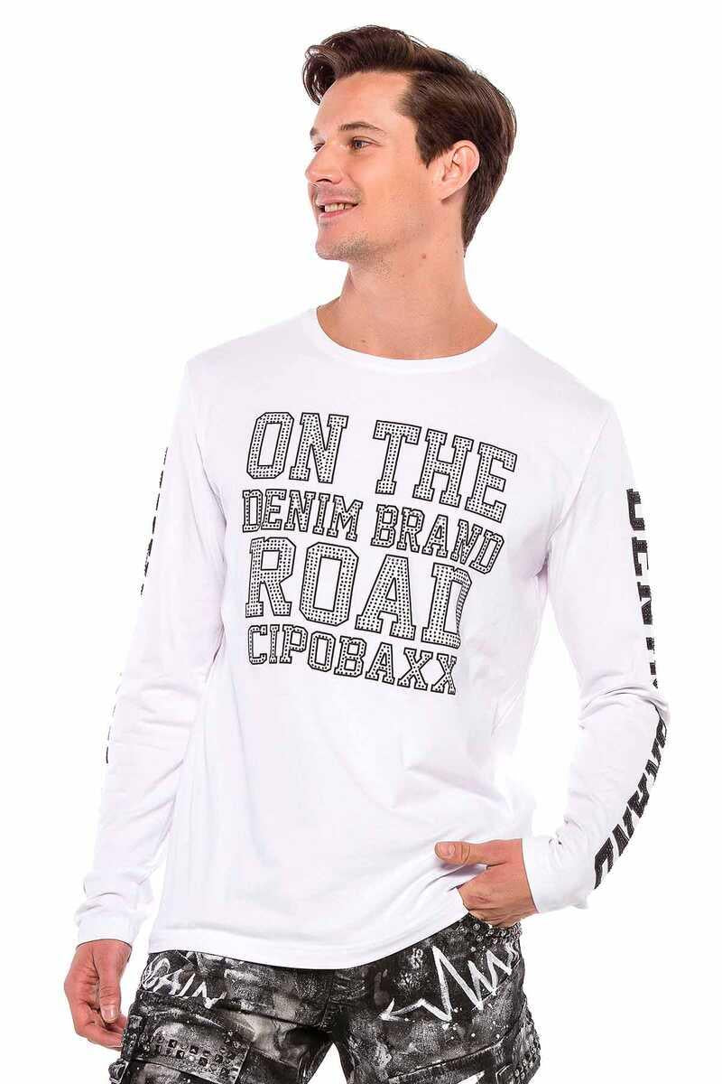 CL379 Parlak Taşlı Baskılı İnce Erkek Sweatshirt