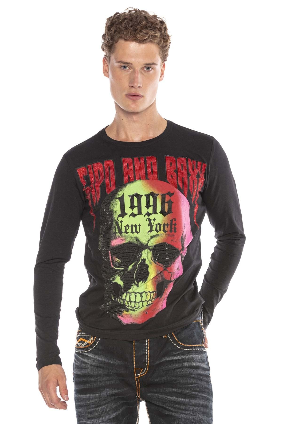 CL406 Renkli Kuru Kafalı Erkek Sweatshirt